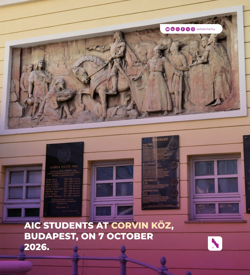 Commemorative plaques on the façade of Corvin Cinema in Budapest, remembering the 1956 Revolution.